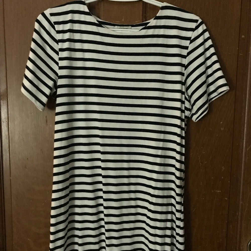 Black and white striped dress